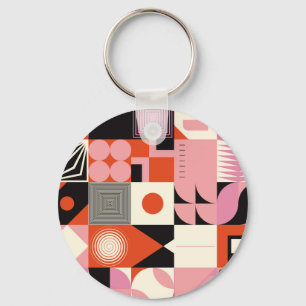 Scandinavisch geometrisch: kleurrijk kunstwerkpatr sleutelhanger