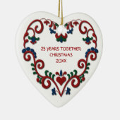 Scandinavisch hart 25 jaar samen Foto Keramisch Ornament (Rechts)