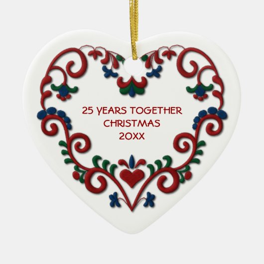 Scandinavisch hart 25 jaar samen Foto Keramisch Ornament (Voorkant)