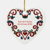 Scandinavisch hart 5 jaar samen keramisch ornament (Achterkant)