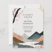 Scandinavisch Japandi bruiloft thema Aarde Tonen Kaart (Voorkant)