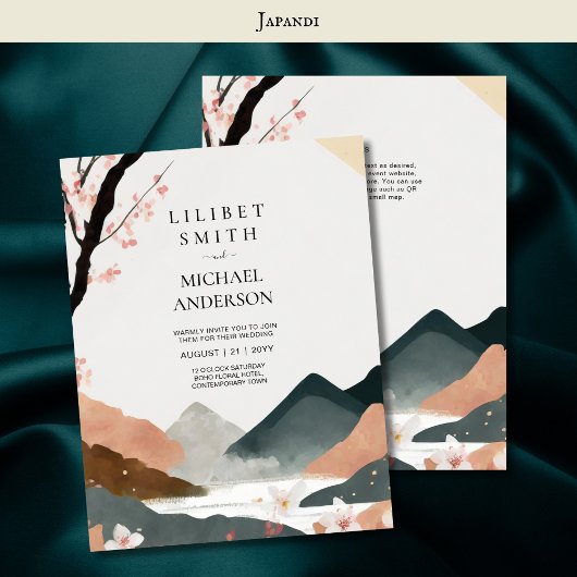 Scandinavisch Japandi bruiloft thema Aarde Tonen Kaart