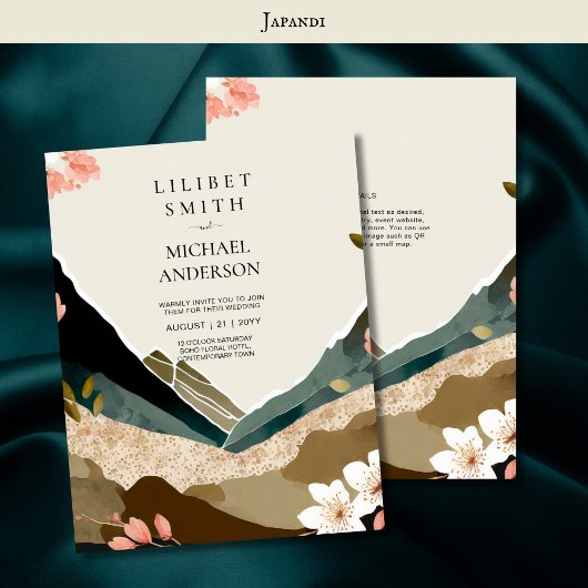 Scandinavisch Japandi bruiloft thema Aarde Tonen Kaart