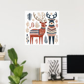 Scandinavisch kerst rendier Poster (Thuiskantoor)
