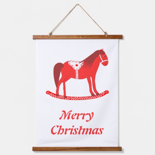 Scandinavisch Kerst Rocking Horse Custom Hangend Wandkleed (Voorkant)