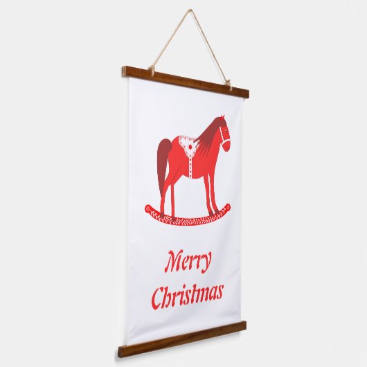 Scandinavisch Kerst Rocking Horse Custom Hangend Wandkleed (Gebogen)