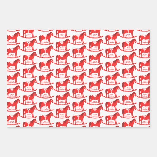 Scandinavisch Kerst Rocking Horse Custom Inpakpapier Vel (Voorkant 3)