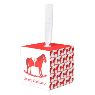 Scandinavisch Kerst Rocking Horse Custom Kubus Ornament