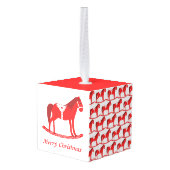 Scandinavisch Kerst Rocking Horse Custom Kubus Ornament (Achter hoekig)