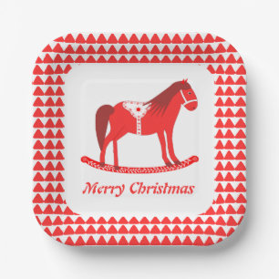 Scandinavisch Kerst Rocking Horse Custom Papieren Bordje