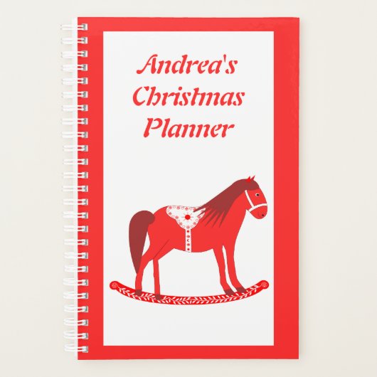 Scandinavisch Kerst Rocking Horse Custom Planner (Voorkant)