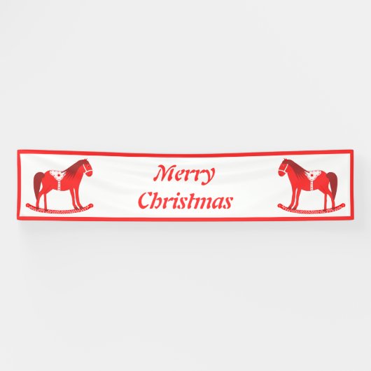 Scandinavisch Kerst Rocking Horse Custom Spandoek (Horizontaal)