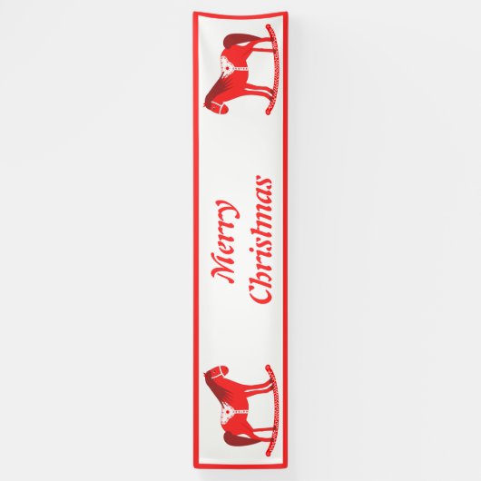 Scandinavisch Kerst Rocking Horse Custom Spandoek (Verticaal)