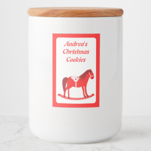 Scandinavisch Kerst Rocking Horse Custom Voedselcontainer Etiket