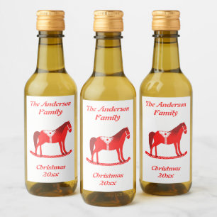 Scandinavisch Kerst Rocking Horse Custom Wijn Etiket