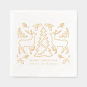 Scandinavisch kerstboomrendier folie servetten (Voorkant)