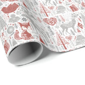 Scandinavisch kerstbos en dieren cadeaupapier (Rol Hoek)