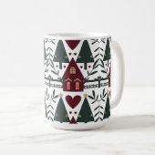 Scandinavisch kersthuisjes patroon koffiemok (Voorkant rechts)