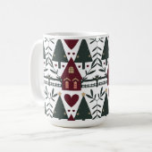 Scandinavisch kersthuisjes patroon koffiemok (Voorkant links)