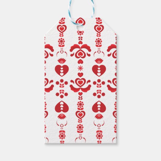 Scandinavisch Kerstmis Modern Rosemaling Patroon Cadeaulabel (Voorkant)