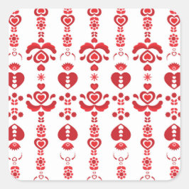 Scandinavisch Kerstmis Modern Rosemaling Patroon Vierkante Sticker