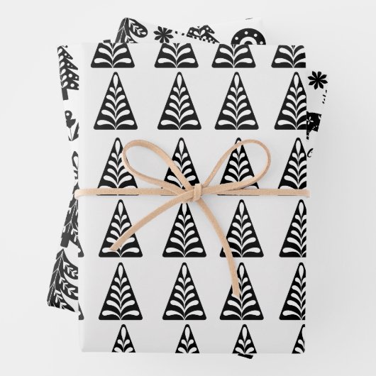 Scandinavisch kerstontwerp inpakpapier vel (In situ)