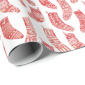 Scandinavisch kerstrood Wit Cadeaupapier (Rol Hoek)