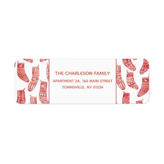 Scandinavisch kerststooking Patroonadres Etiket (Voorkant)