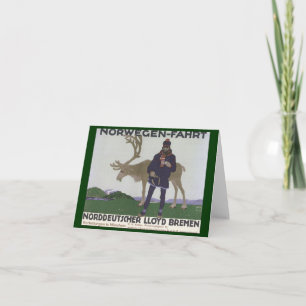 Scandinavisch reizen naar het Noorse Man rendier Feestdagen Kaart