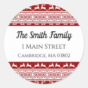 Scandinavisch rendieradres Noordse Kerstmis Ronde Sticker