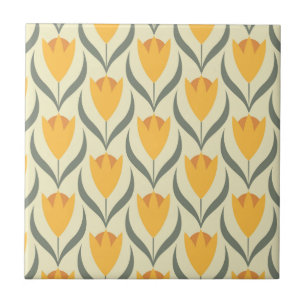 Scandinavisch retro floreel patroon, retro flower, tegeltje