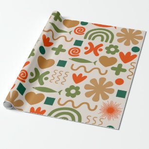 Scandinavisch Retro Rustic-kerstpatroon Cadeaupapier