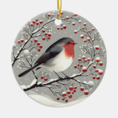 Scandinavisch Robin-Ornament Keramisch Ornament (Voorkant)