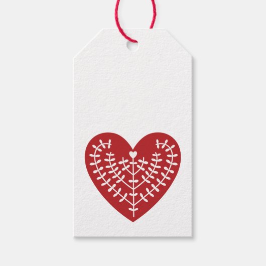 Scandinavisch Rode Hart Gift Label Cadeaulabel (Voorkant)