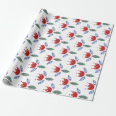Scandinavisch rood blauw flessenpatroon kerstmis cadeaupapier (Uitgerold)