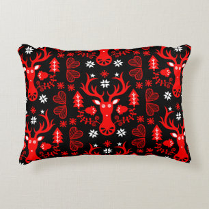 Scandinavisch rood kersthert accent kussen
