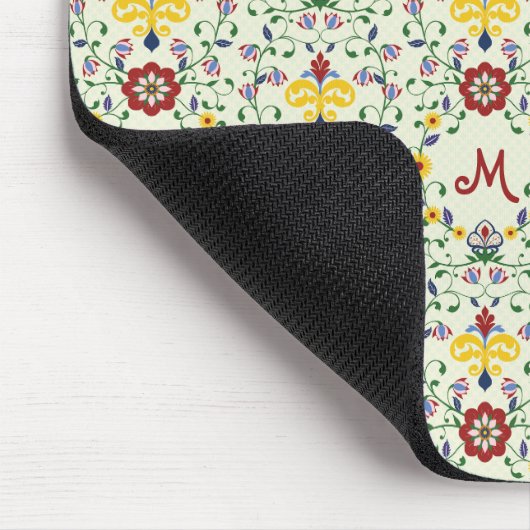 Scandinavisch Rosemaling Monogram Patroon Nordic Muismat (Hoek)