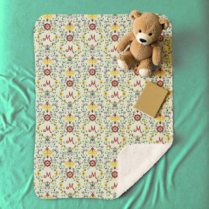 Scandinavisch Rosemaling Monogram Patroon Nordic Sherpa Deken