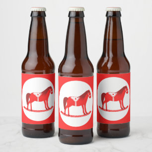 Scandinavisch schommelpaard bier etiket