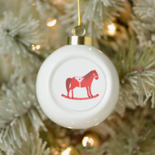 Scandinavisch schommelpaard keramische bal ornament