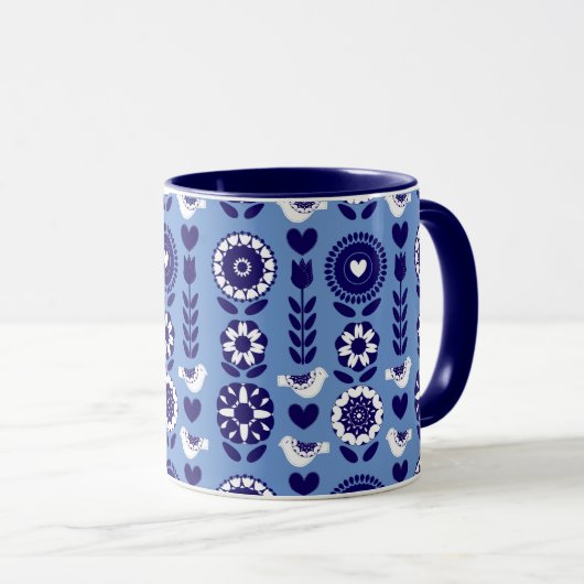 Scandinavisch stijlfolk Art Pattern Mok (Voorkant rechts)