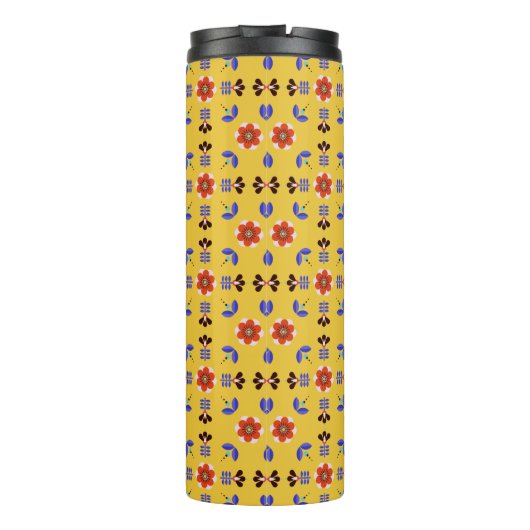 Scandinavisch stijlgeometric Floral Pattern Thermosbeker (Achterkant)