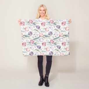 Scandinavisch tulp bloemmotief fleece deken
