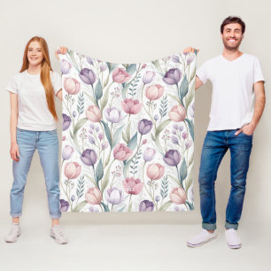 Scandinavisch tulp bloemmotief fleece deken