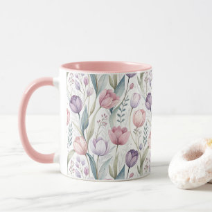 Scandinavisch tulp bloemmotief mok