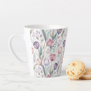 Scandinavisch tulp bloempatroon latte mok