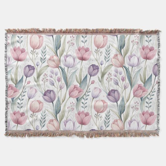 Scandinavisch tulpenbloempatroon deken (Voorkant)