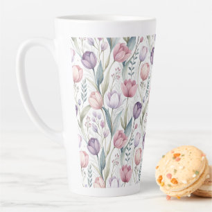 Scandinavisch tulpenbloempatroon latte mok
