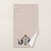 Scandinavisch Vogelpatroon Zand Groen Bad Handdoek (Handdoek)