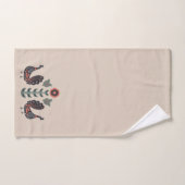 Scandinavisch Vogelpatroon Zand Groen Bad Handdoek (Handdoek)